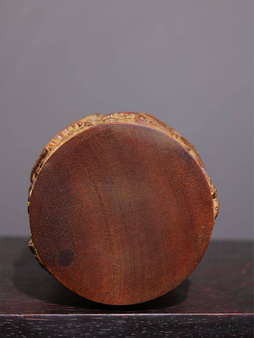 珍蔵　文房具　筆筒 天然　双龍　竹彫り　時代物　文房具　古美術　インテリア　美品