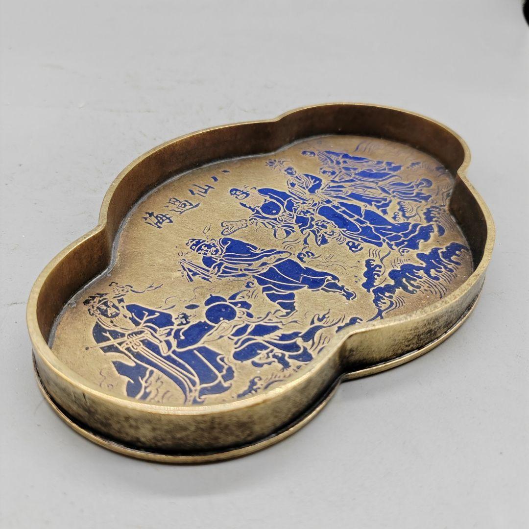 銅製 八仙過海盆 茶盤 乾泡台 茶道具 装飾品 現代工芸品 美術品 置物