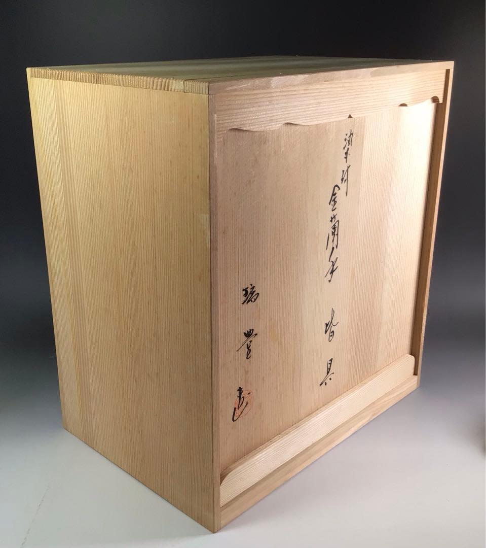 Ｒ２６２　皆具　『西尾瑞豊造』『染付金欄手皆具』　共箱　茶道具