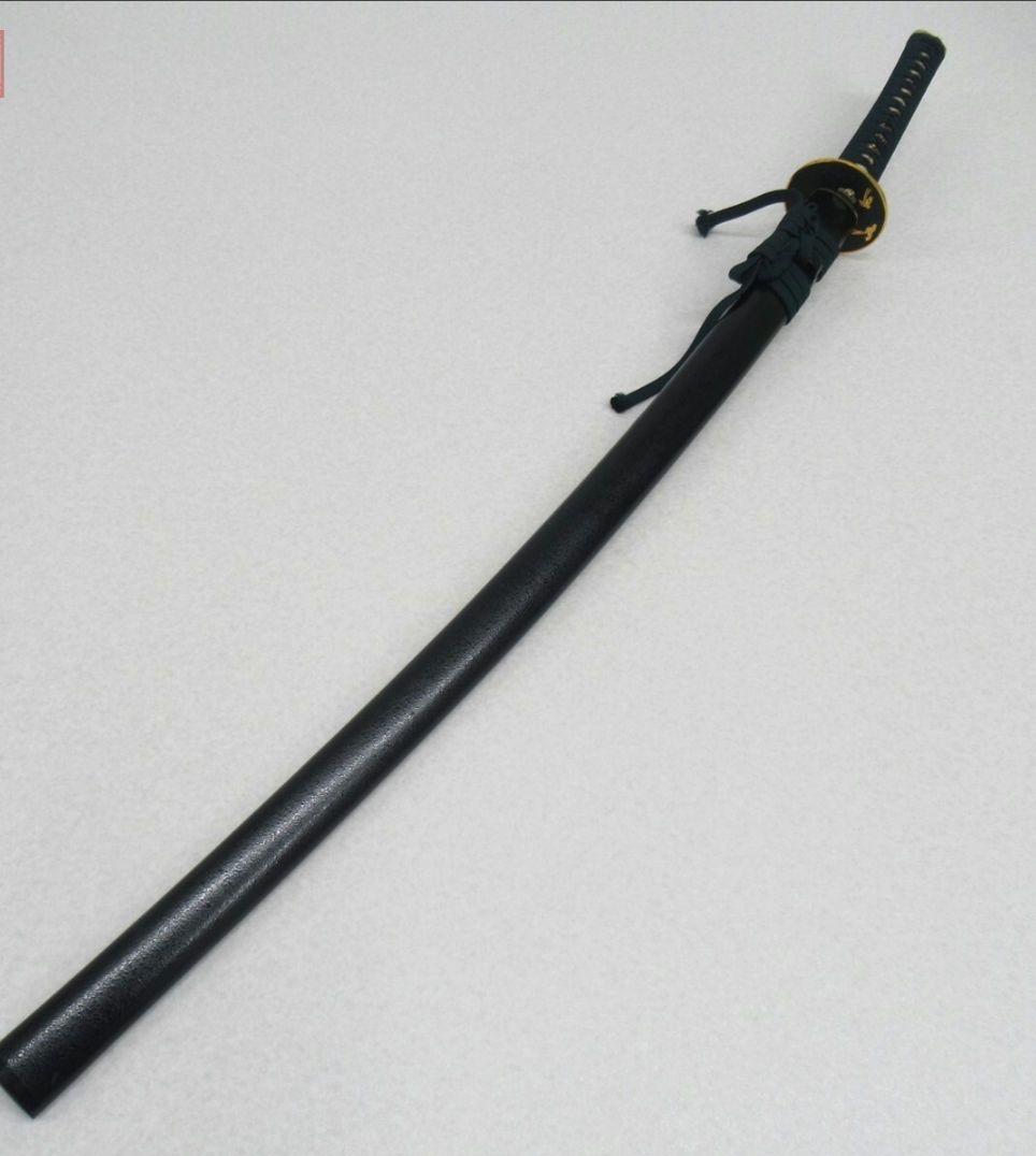 金龍図金縁黒丸鍔 本鮫 居合刀 模擬刀 美術刀