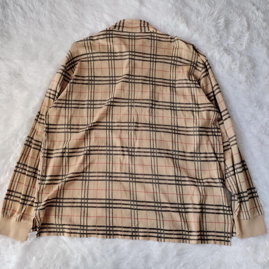 バーバリー ゴルフ ポロシャツ ノバチェック 長袖 メンズ L ベージュ ロゴ