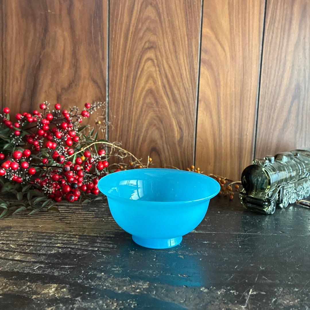 骨董　時代ガラス　空色　練りガラス　反り口　向付　氷コップ　ウラン②