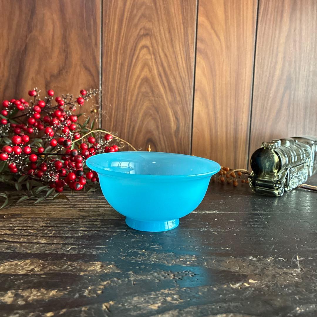 骨董　時代ガラス　空色　練りガラス　反り口　向付　氷コップ　ウラン②