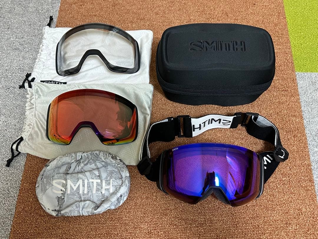 【さらに値下げ！】SMITH 4D MAGゴーグル レンズ3枚 ケース延長ベルト