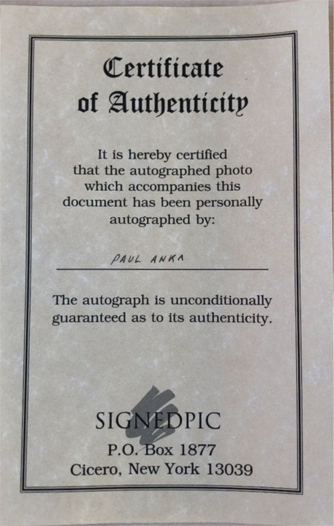 ポール　アンカ　PAUL ANKA 直筆サイン入り　フォト