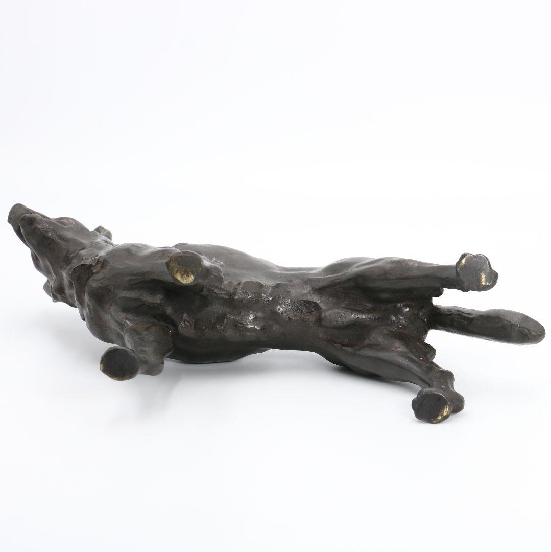 ブロンズ彫刻 犬 置物 銅像　V190　1F6