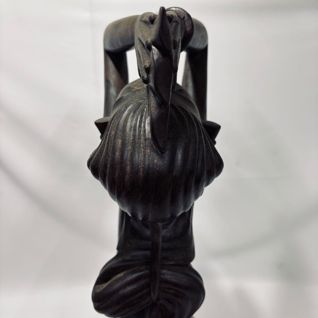 午年　木彫り 彫刻 置物 馬 女性像 セット 約60cm アンティーク オブジェ