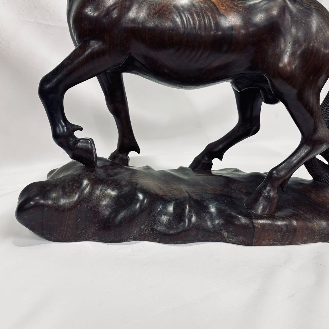 午年　木彫り 彫刻 置物 馬 女性像 セット 約60cm アンティーク オブジェ