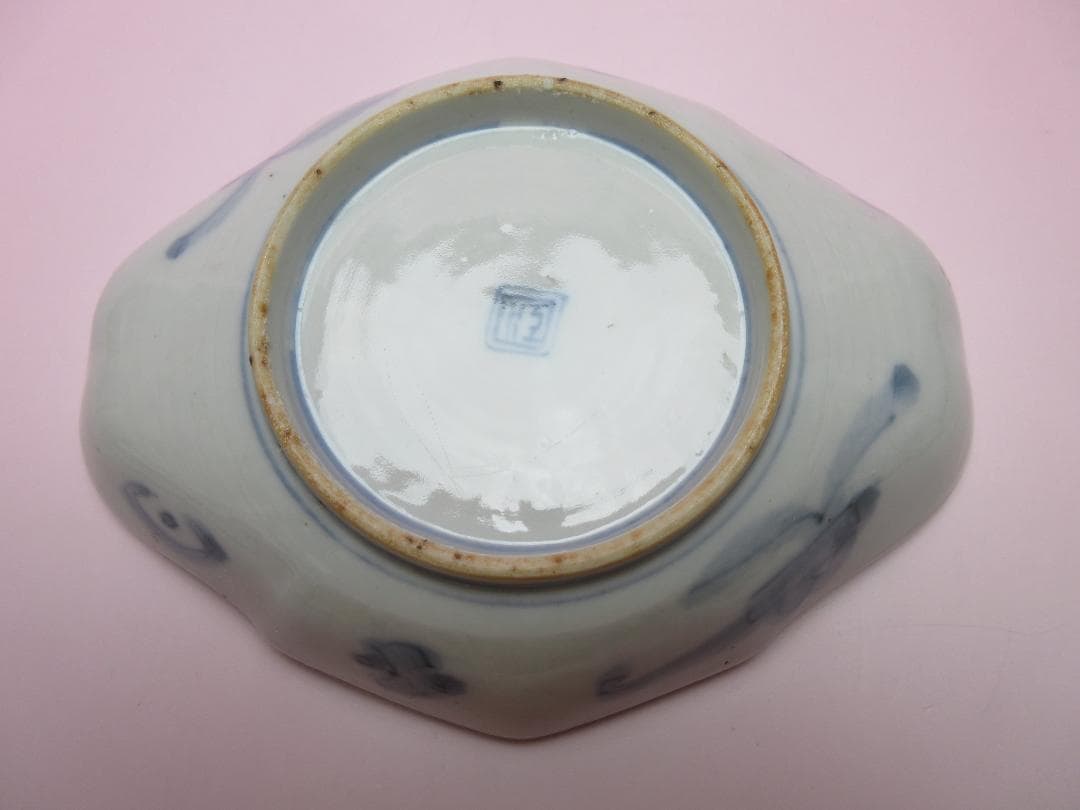 時代 色絵 菱形 蝶紋 刺身皿 向付 5客 アンティーク 古伊万里 70506