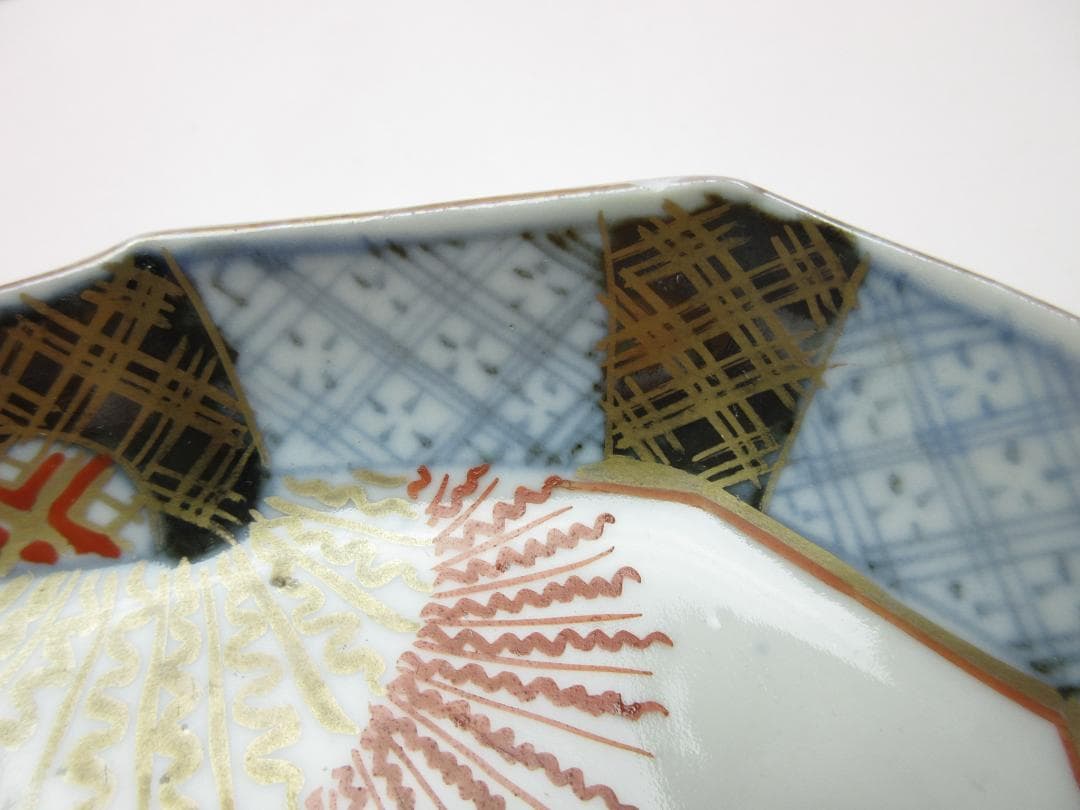 時代 色絵 菱形 蝶紋 刺身皿 向付 5客 アンティーク 古伊万里 70506