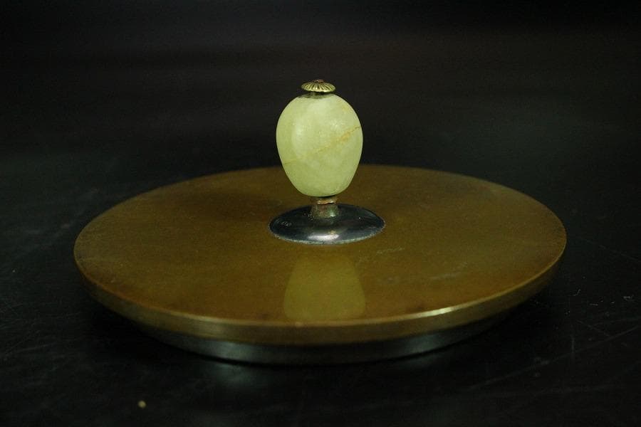 霰肌 寶尽 銀象嵌 持ち手 白玉摘 鉄瓶 祥雲堂 造 共箱(K-A228)