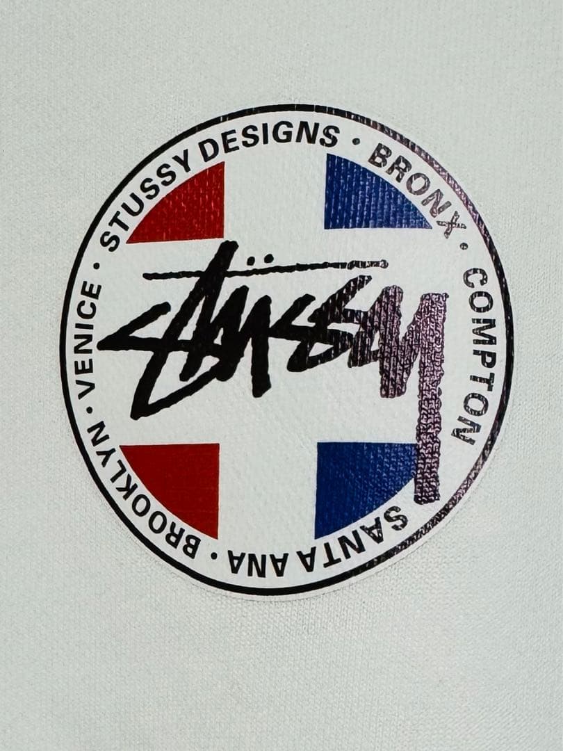 ステューシー スウェットパーカー Ｌ　ホワイト フロント、バックロゴ　フード付