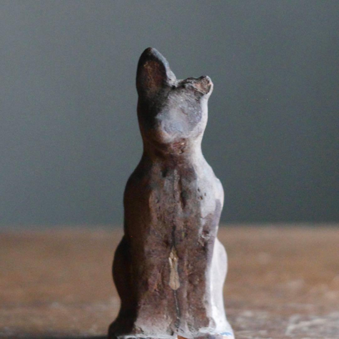 古作 土人形 お稲荷様 片耳欠け 郷土人形 民芸 古道具 アンティーク オブジェ