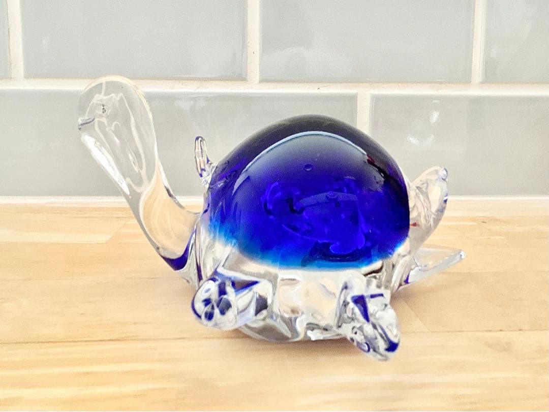 ベネチア ガラス murano ムラーノ ムラノ ヴェネチアグラス 亀 ブルー