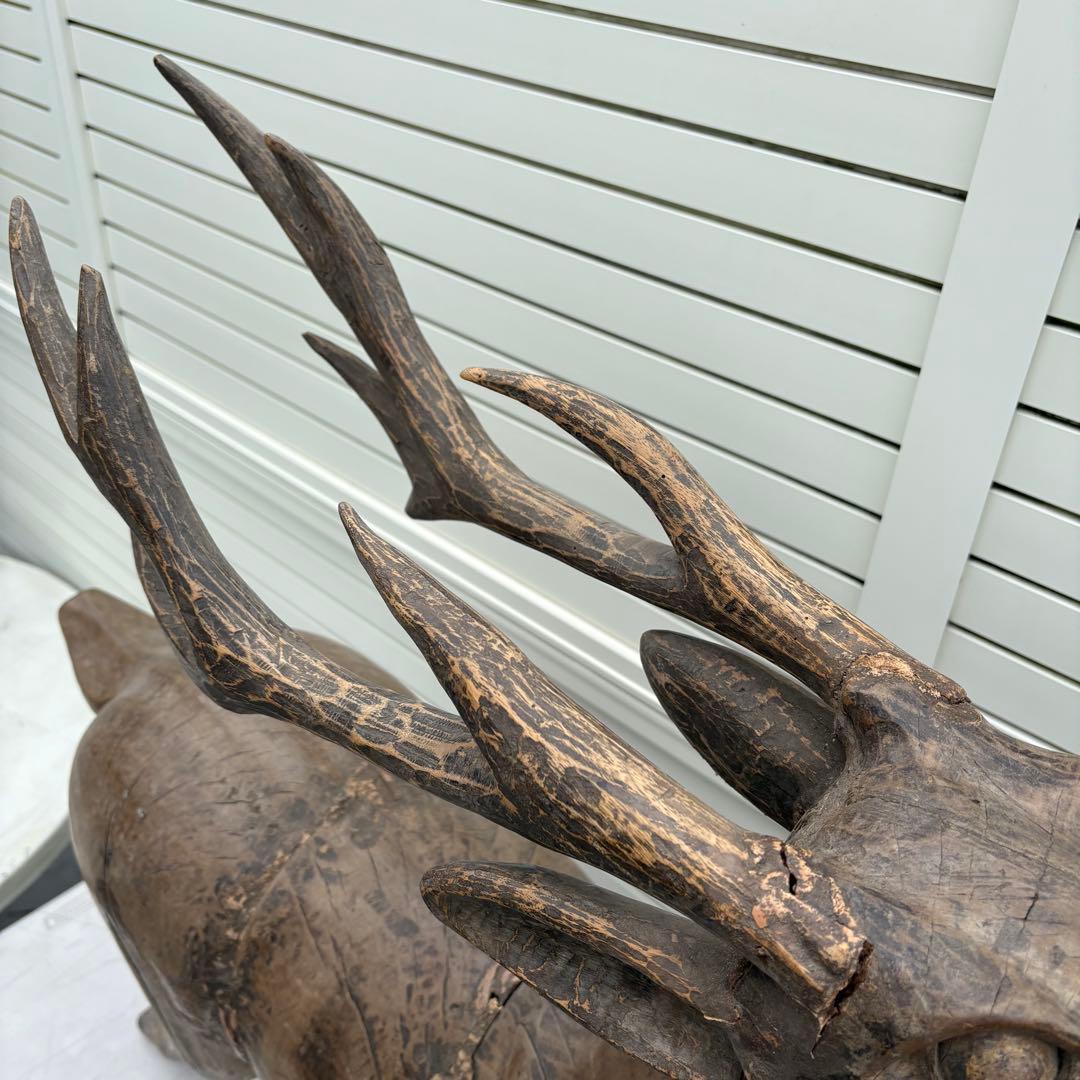 桃山時代頃 ビッグサイズ寄木鹿の置物 仏教美術