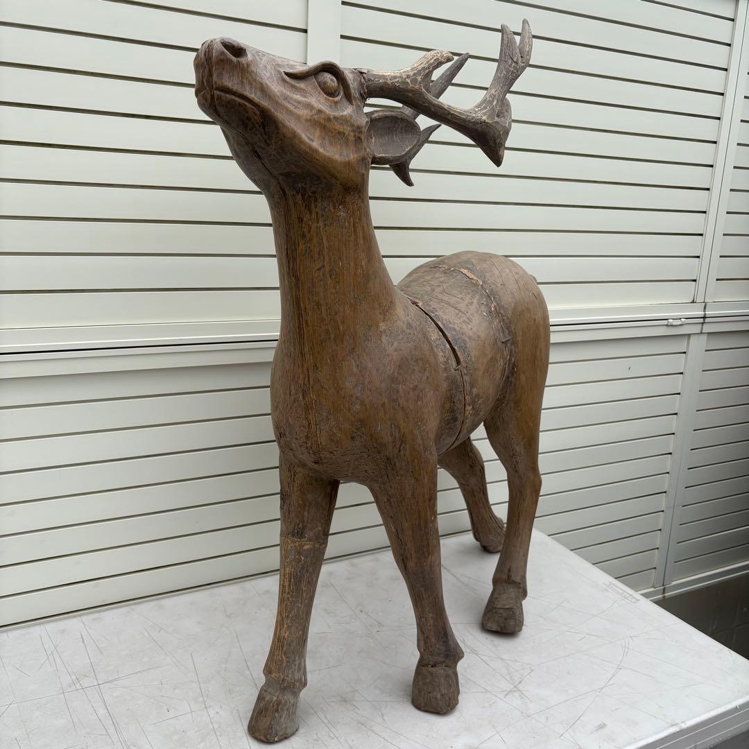 桃山時代頃 ビッグサイズ寄木鹿の置物 仏教美術