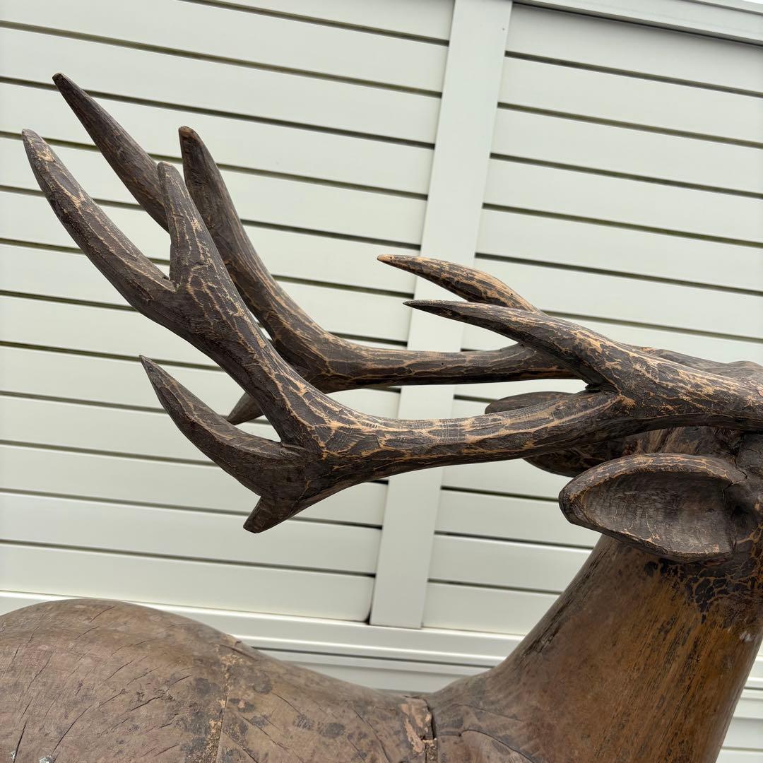 桃山時代頃 ビッグサイズ寄木鹿の置物 仏教美術