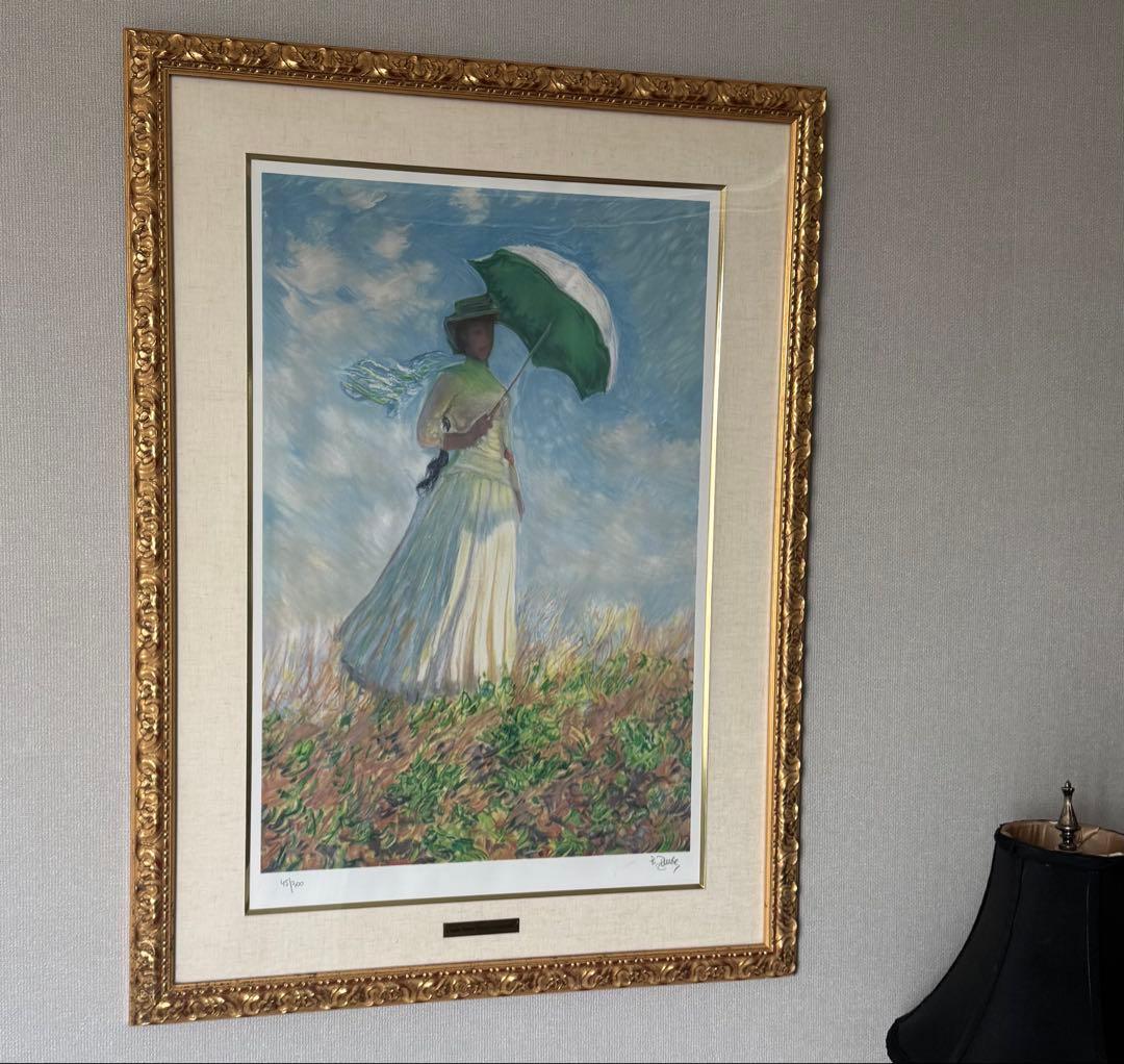 額装絵画　クロード・モネ　日傘をさす女性(右向き) 1886年　リトグラフ