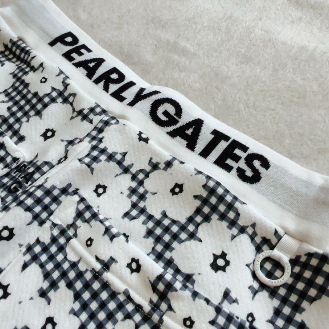 未使用級　パーリーゲイツ セットアップ　パーカー　スカート　チェック　花柄　裏毛