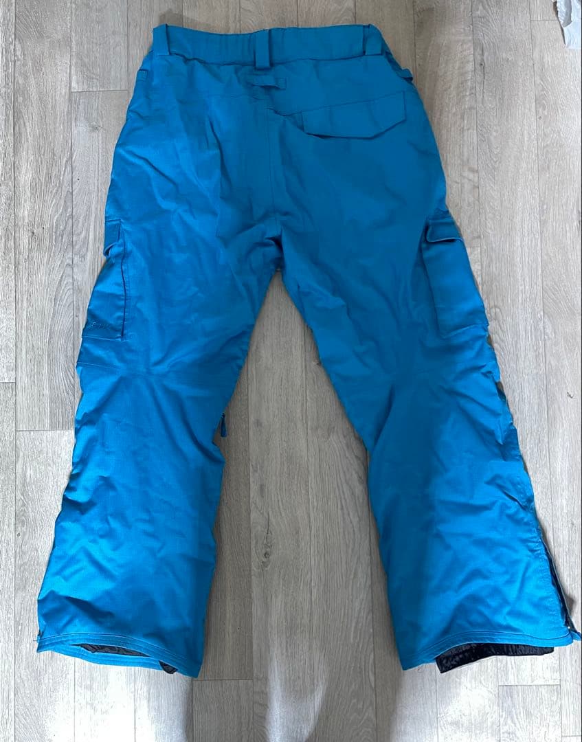 【人気】686スノボウェア上下セット [L]スカル髑髏総柄パンツ青