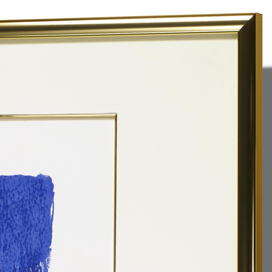 ◆ベルナール・カトラン 『青い背景のアイリス』 額装オフセットリトグラフ