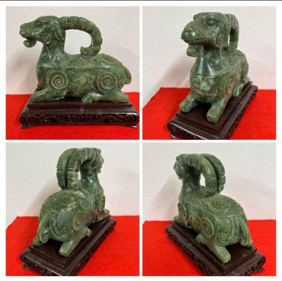 中国清時代　古美術・香・彫刻・羊 天然玉石 保証　風水飾り