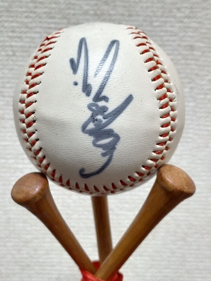 長嶋茂雄 サイン入り野球ボール 木製スタンド付き　50年位前の物