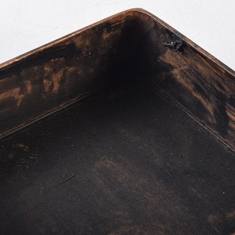 中国　古銅　唐銅　漢詩梅花刻　蓋物　四方箱　墨箱　M　R8649