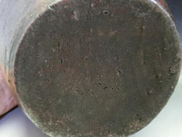 水指■美術館クラス 古備前 時代物 耳付き広口古壷(江戸期) 漆器蓋 骨董品■