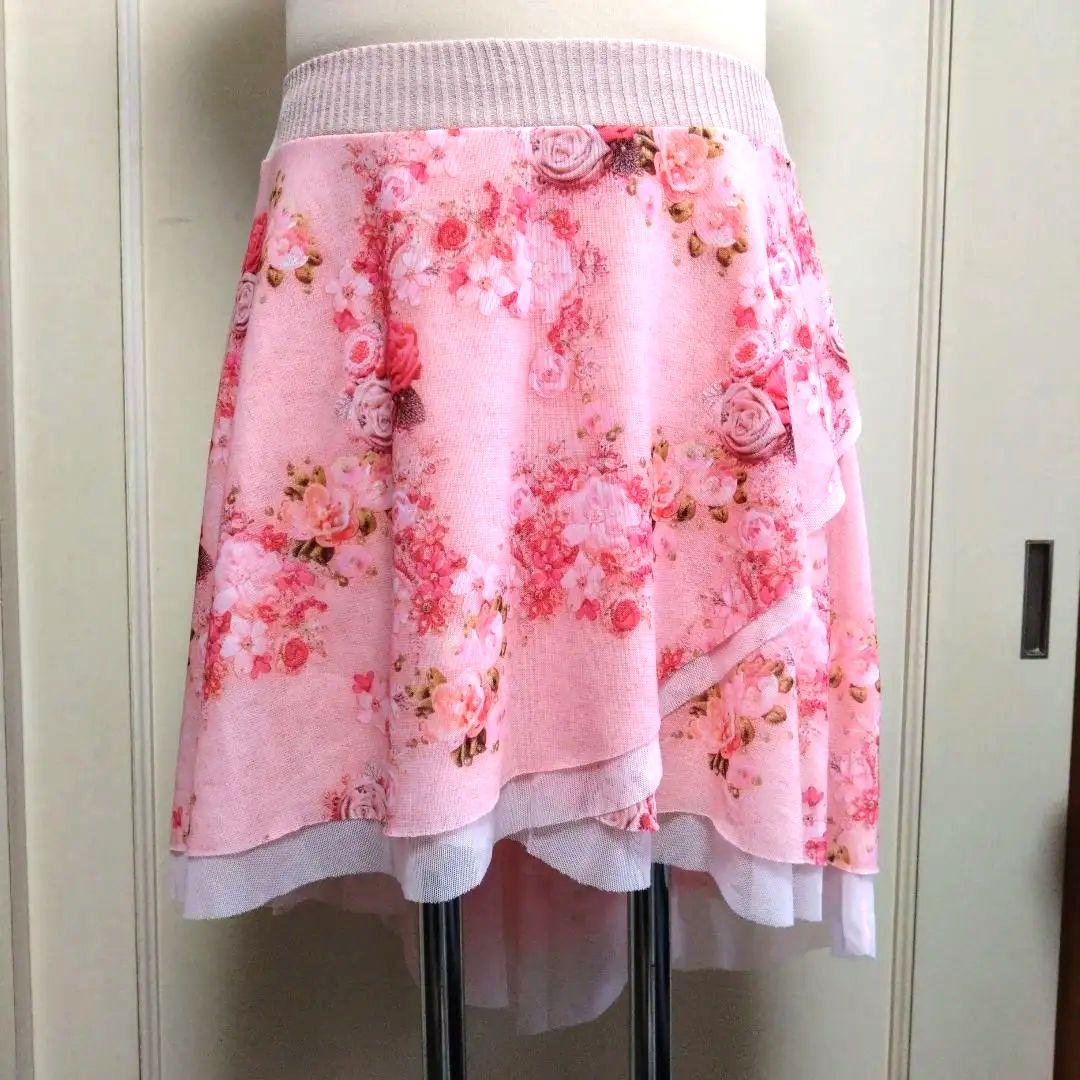 レオタードトウキョウ　スカート　プルオン　一回使用　花柄　ピンク