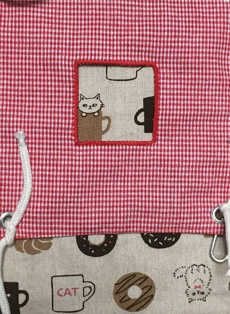 モモンガハウス(猫・ドーナツ柄)チェック赤   春(夏)仕様  1850円