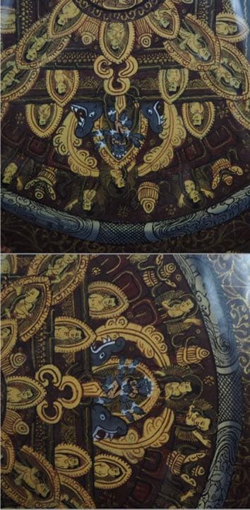 送料無料　額装極上チベット曼荼羅（マンダラ）緻密肉筆　時代物　仏教美術