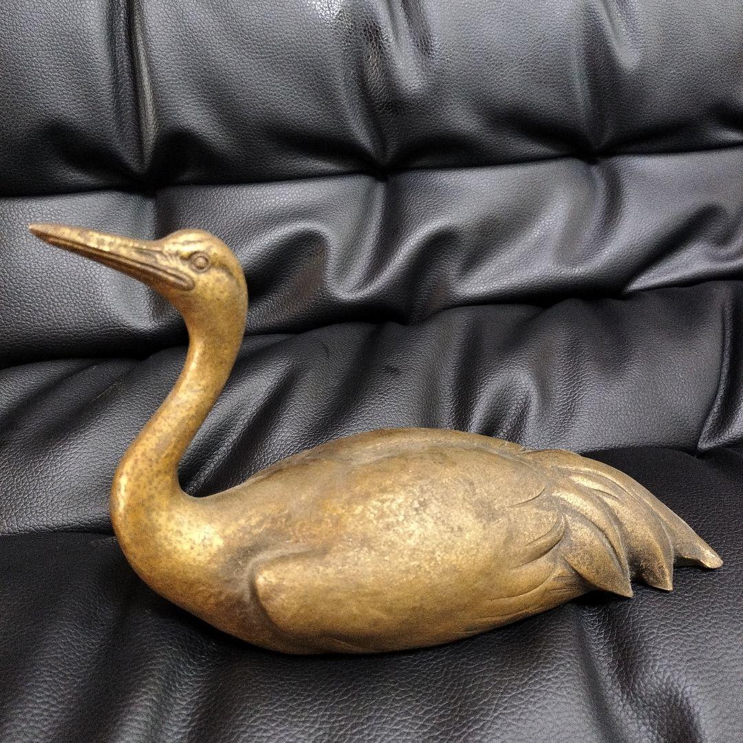 永田 永寿 鶴 ブロンズ像 銅器 アンティーク　骨董