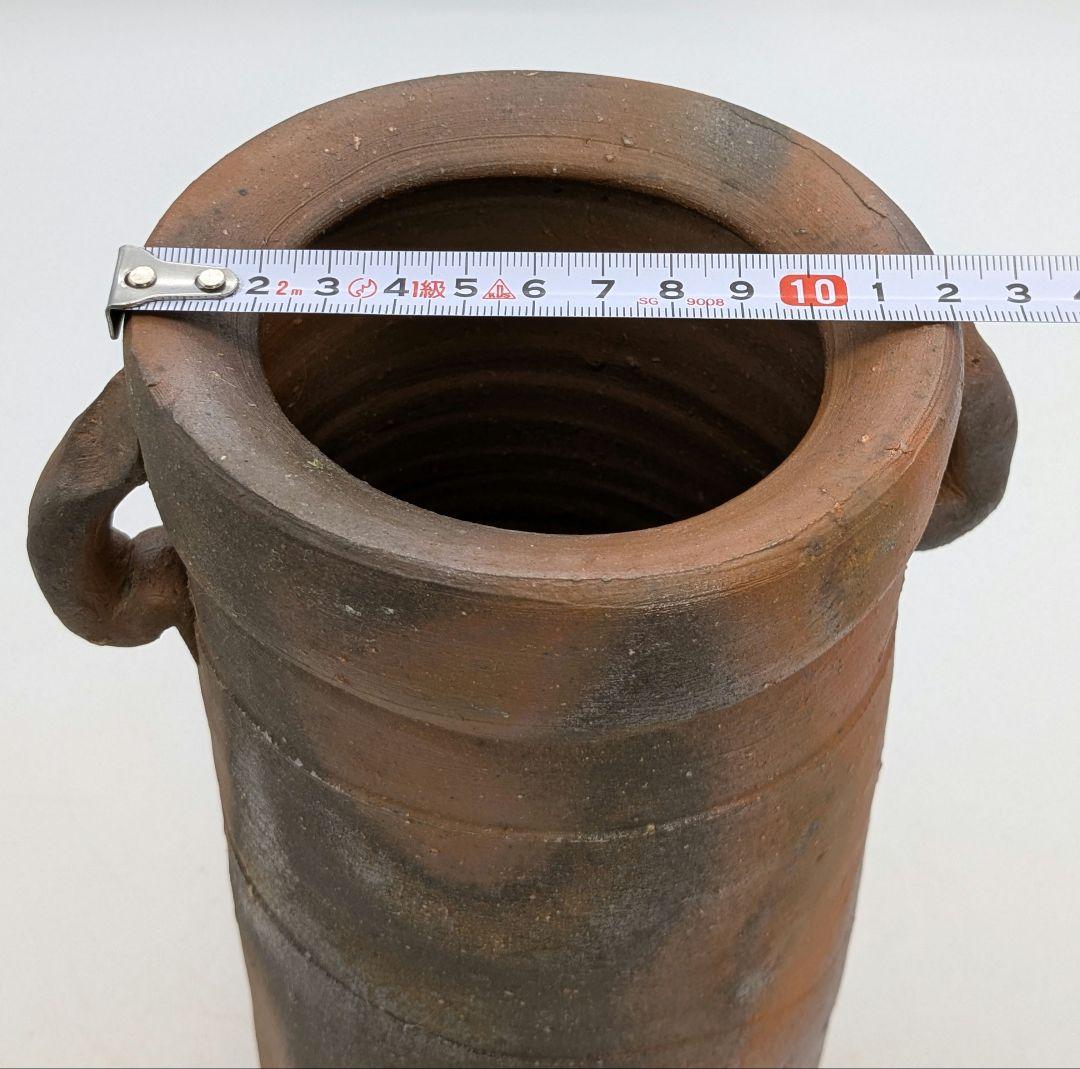 中村眞 備前焼 耳付花入 共箱共布 花瓶 花器 フラワーベース 中村真 華道具