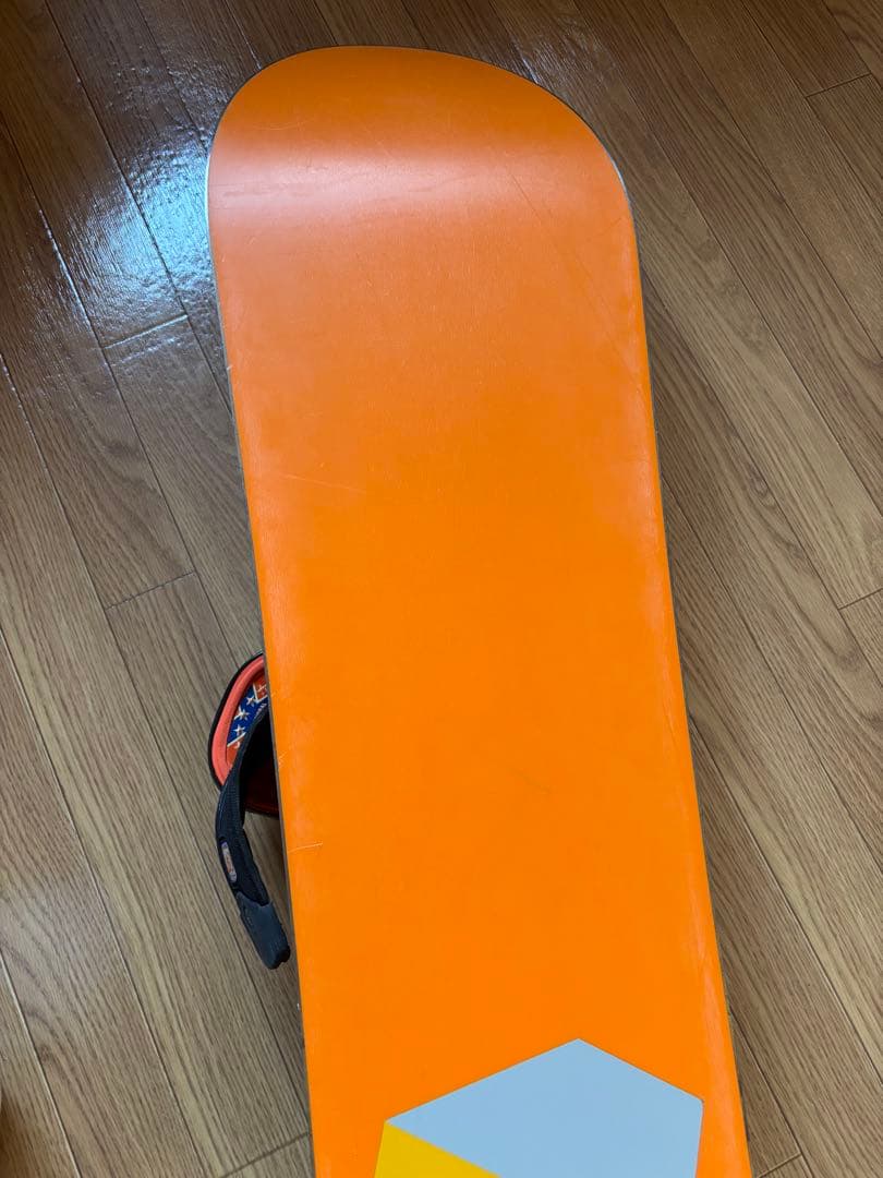 BURTONオレンジ グレー スノーボード ビンディング付き