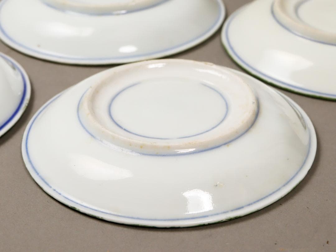 印判菊花緑 4寸皿 5客