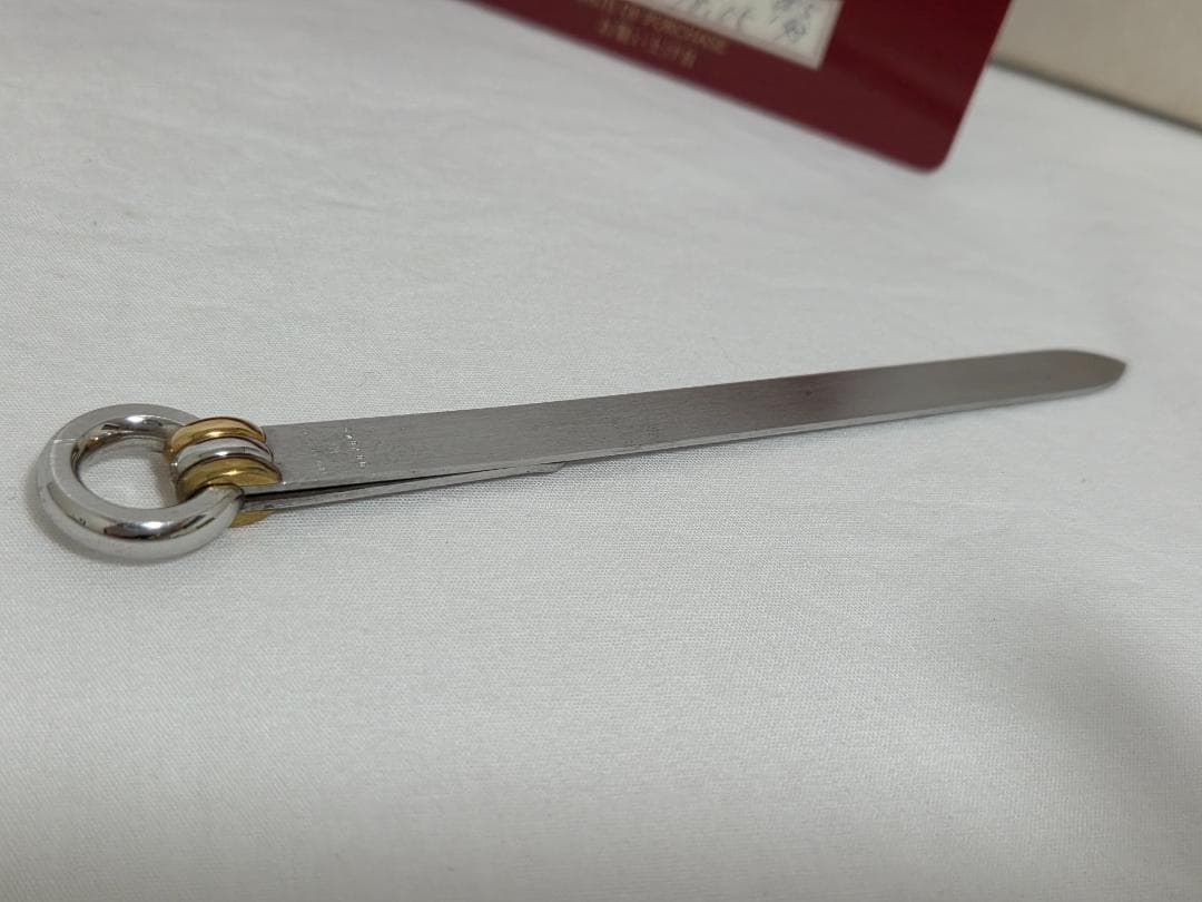 正規良 激レア カルティエ トリニティリング装飾 ロゴ ペーパーナイフ 付属有