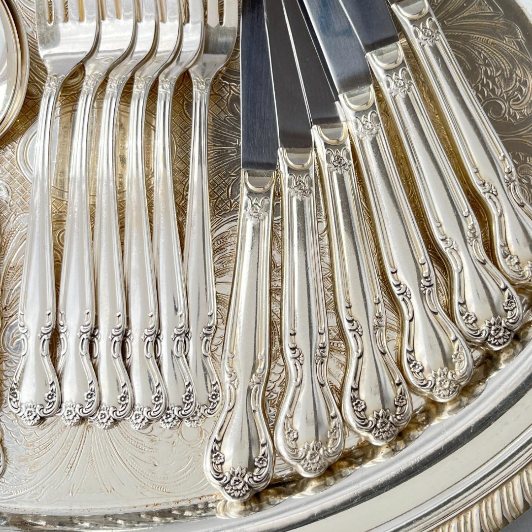 【Rogers & Bros.】 フローラルのディナーセット 6名用24本