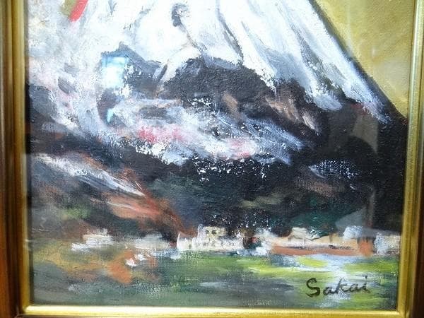 美品 sakai 富士山 雪山 風景画 日本画 絵画 油彩 油絵
