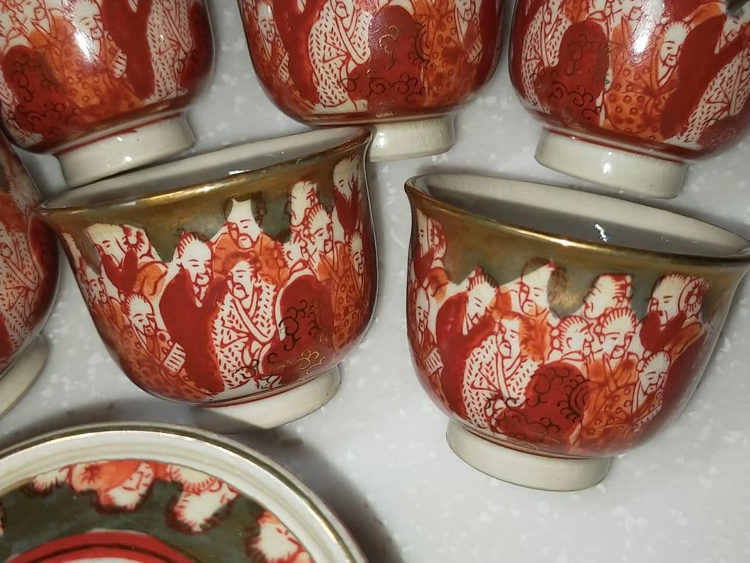 ♥値下げ！♥九谷♥煎茶道具♥セット　急須　湯呑み　湯冷まし　赤絵　金彩　湯飲み