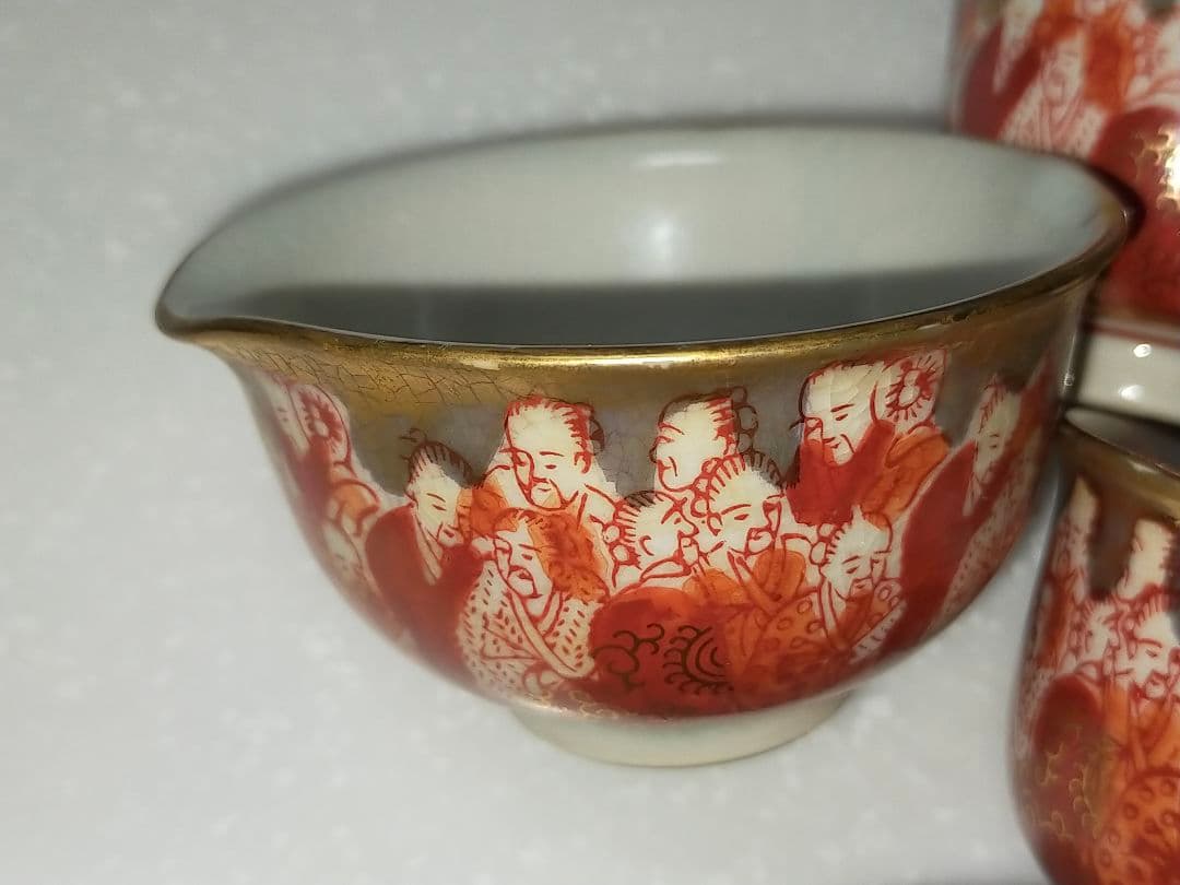 ♥値下げ！♥九谷♥煎茶道具♥セット　急須　湯呑み　湯冷まし　赤絵　金彩　湯飲み