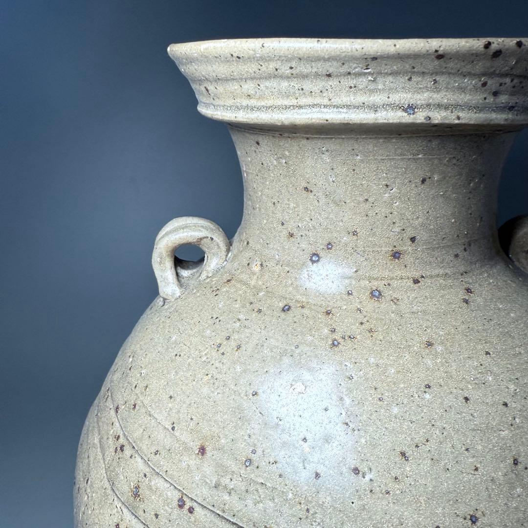 遠州窯　耳付花瓶　共箱付　中国美術　高さ30.5cm　オブジェ　インテリア