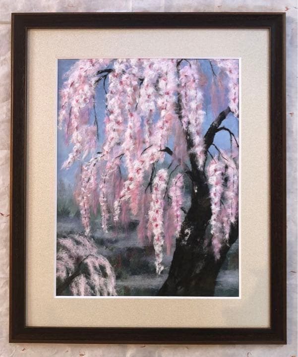 和紙ちぎり絵『枝垂れ桜』F6サイズ原画