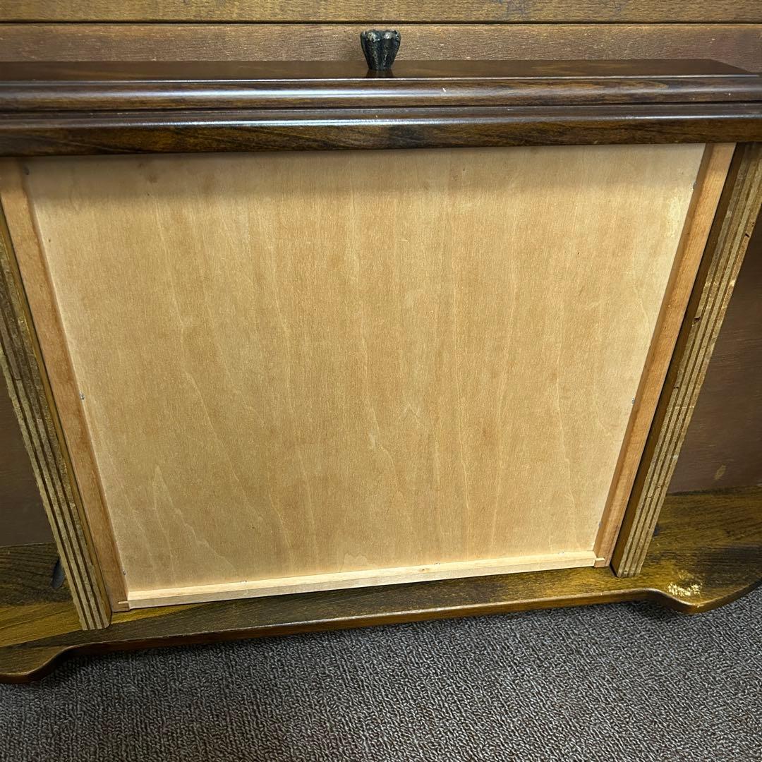 カリモク　木製 ブラウン 文机 引き出し付き　アンティーク