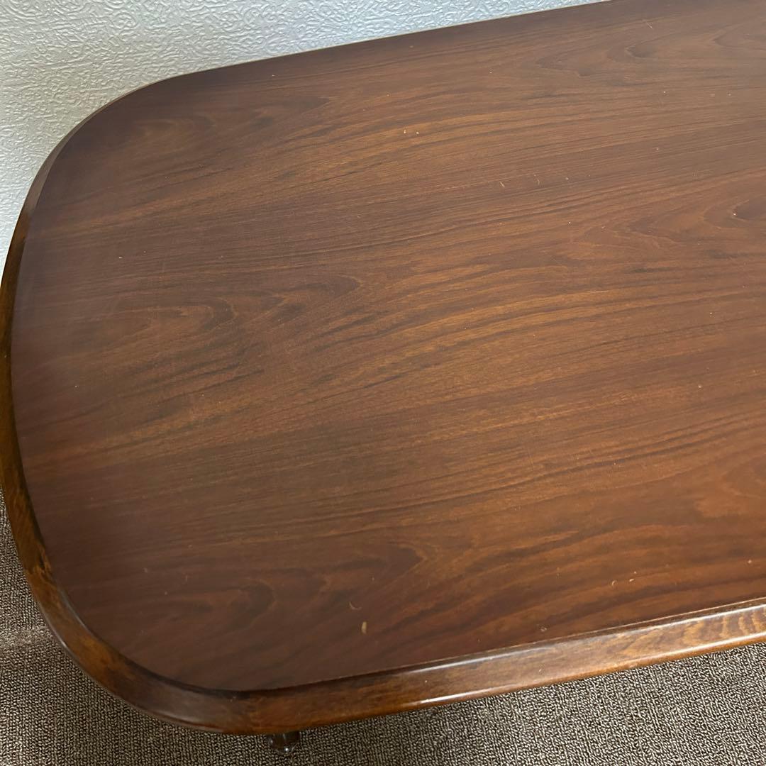 カリモク　木製 ブラウン 文机 引き出し付き　アンティーク