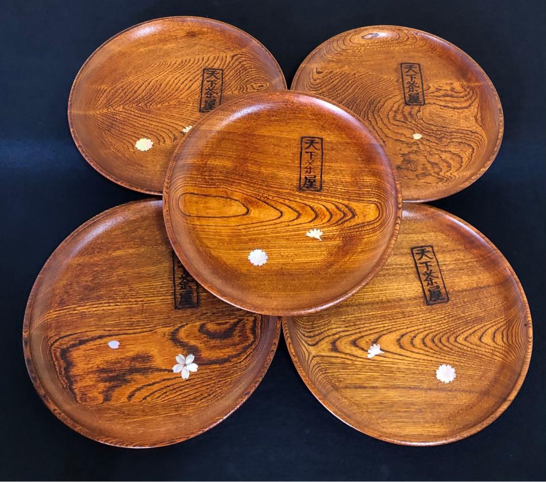 割引❗️《レ》青貝 丸盆5客 抱玉庵 大原貫学 天下茶屋 共箱 251027う1