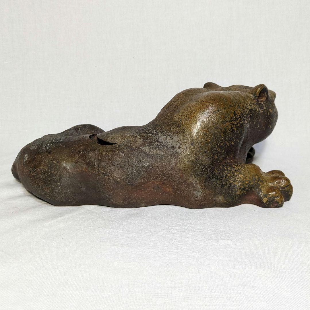 岡山県重要無形文化財 浦上善次 備前焼 甲寅 共箱共布 伏せ香炉 置物 虎 トラ