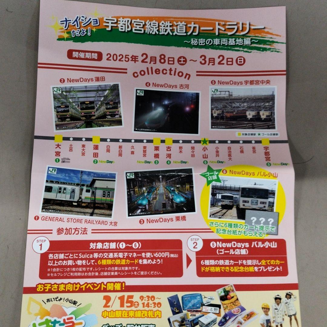 宇都宮線カードラリー　台紙付き　6枚セット　コンプリート 駅カード 鉄道カード
