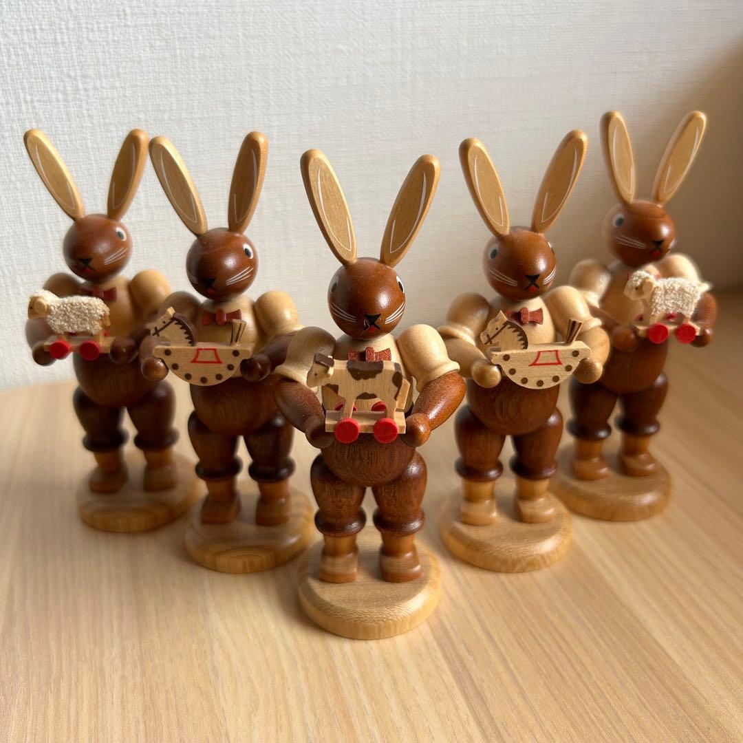 【美品】MULLER ミュラー　ドイツ　ザイフェン　イースターバニー　5体セット