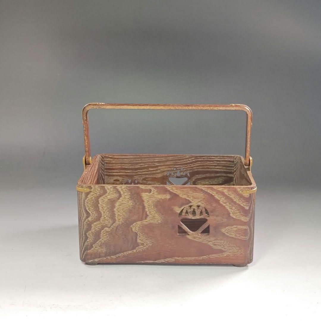 ウ256 莨盆『指物師　大崎雄斉』『鵬雲斎好　桐透　桑手付　煙草盆　共箱』茶道具